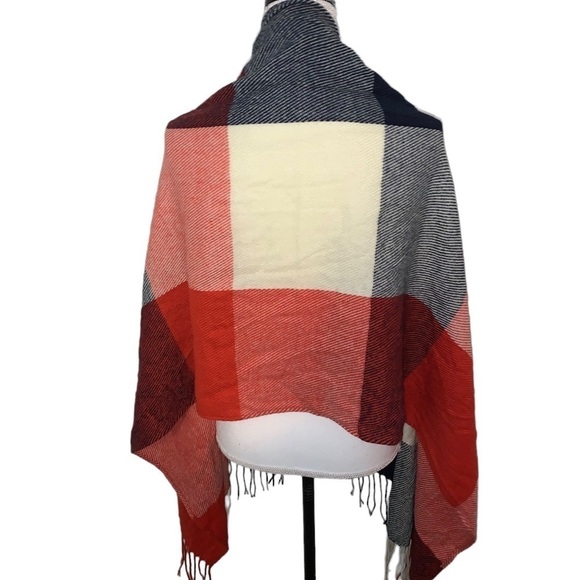 Red, Cream & Blue Scarf - Picture 4 of 4